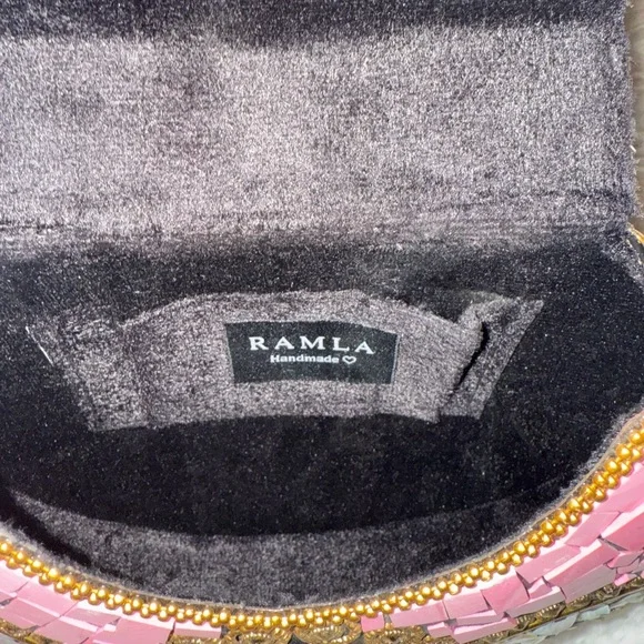 RAMLA Pink Beverly Hills Handmade Mosaic Moroccon Clutch Crossbody Bag $250 - Picture 8 of 12